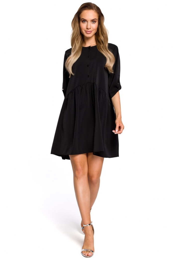 Sukienka mini - Luźny Fason - czarna